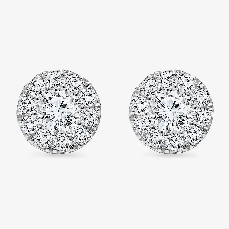 (I1/ I) 2 CT. T.W. Lab Grown White Diamond 10K Gold 9.4mm Round Stud Earrings