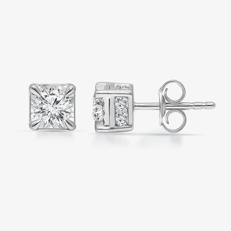 Tru Miracle 1 1/2 CT. T.W. Lab Grown White Diamond 10K Gold 6.3mm Stud Earrings