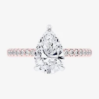 (G-H / Si1-Si2) Womens 2 1/4 CT. T.W. Lab Grown White Diamond 14K Gold Pear Side Stone Engagement Ring