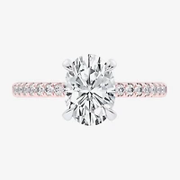 (G-H / Si1-Si2) Womens 2 1/4 CT. T.W. Lab Grown White Diamond 14K Gold Oval Side Stone Engagement Ring