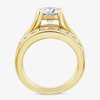 (G / Si1-Si2) Womens 4 CT. T.W. Lab Grown White Diamond 10K Gold Round Side Stone Bridal Set
