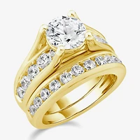 (G / Si1-Si2) Womens 4 CT. T.W. Lab Grown White Diamond 10K Gold Round Side Stone Bridal Set