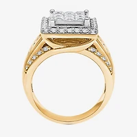 (I / I1) Womens 2 CT. T.W. Lab Grown White Diamond 10K Gold Side Stone Halo Engagement Ring