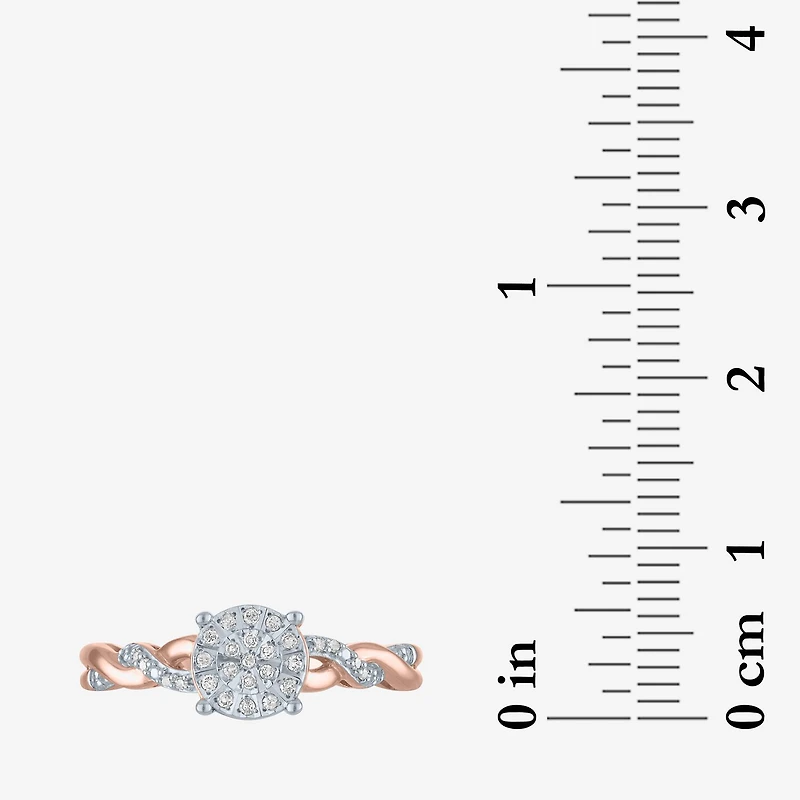 (G-H / Si2-I1) Womens 1/10 CT. T.W. Lab Grown White Diamond Sterling Silver Round Side Stone Promise Ring