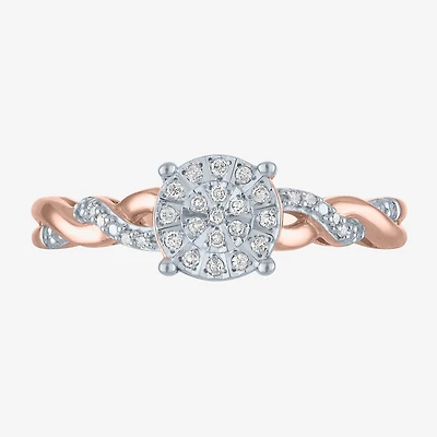(G-H / Si2-I1) Womens 1/10 CT. T.W. Lab Grown White Diamond Sterling Silver Round Side Stone Promise Ring