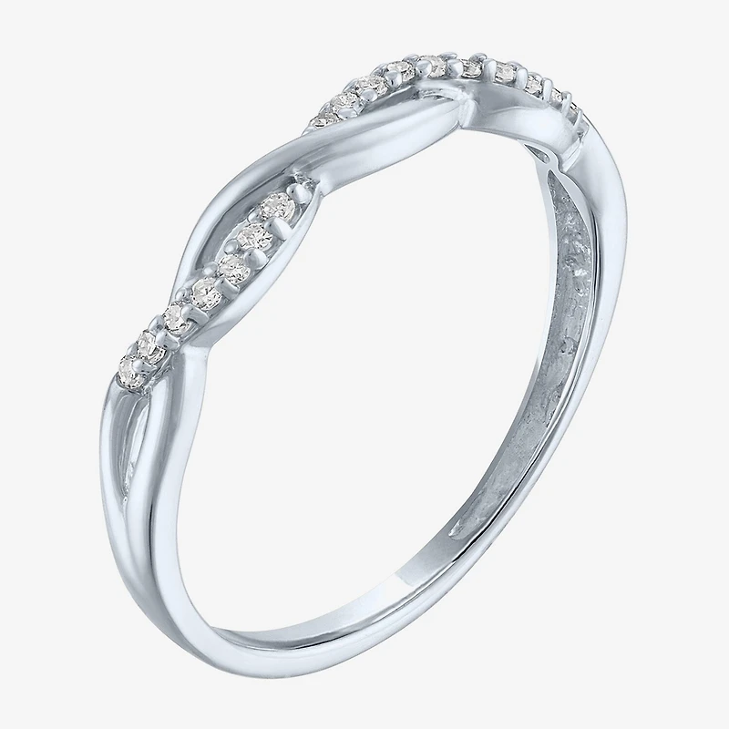 (G-H / Si2-I1) Womens 3MM 1/10 CT. T.W. Lab Grown White Diamond 10K Gold Wedding Band