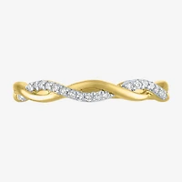 (G-H / Si2-I1) Womens 3MM 1/10 CT. T.W. Lab Grown White Diamond 10K Gold Wedding Band