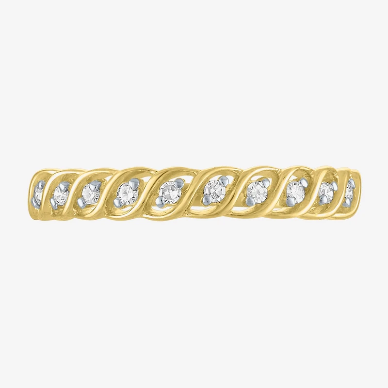 (G-H / Si2-I1) Womens 3.5MM 1/10 CT. T.W. Lab Grown White Diamond 10K Gold Wedding Band