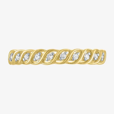 (G-H / Si2-I1) Womens 3.5MM 1/10 CT. T.W. Lab Grown White Diamond 10K Gold Wedding Band