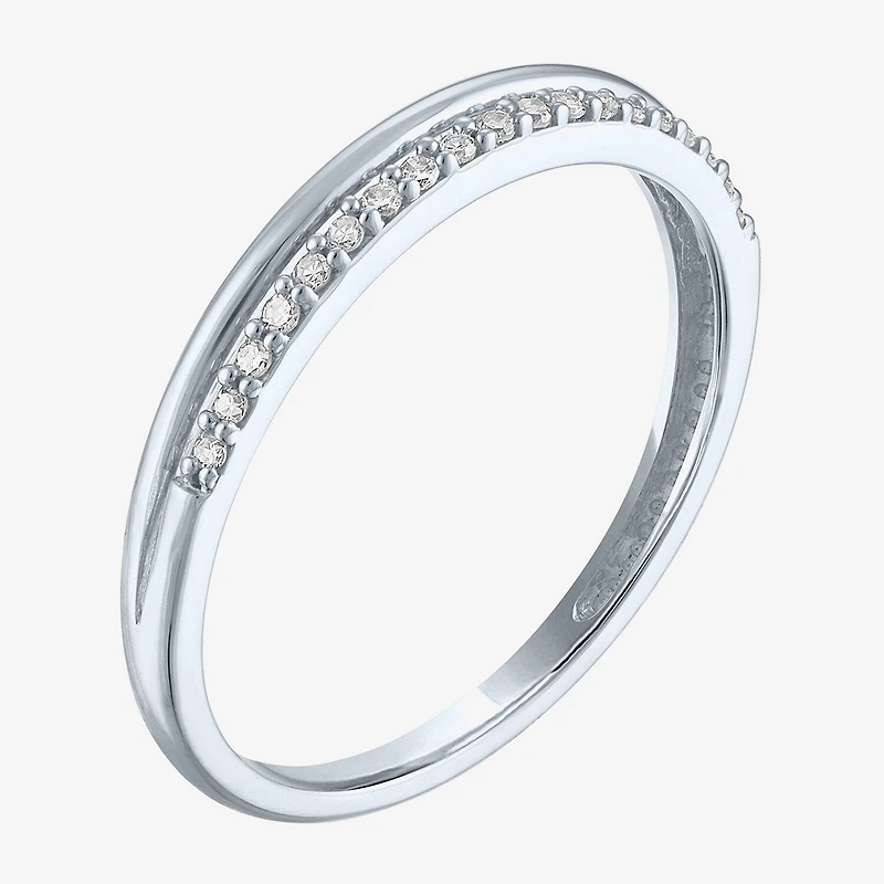 (G-H / Si2-I1) Womens 1/10 CT. T.W. Lab Grown White Diamond 10K Gold Wedding Band