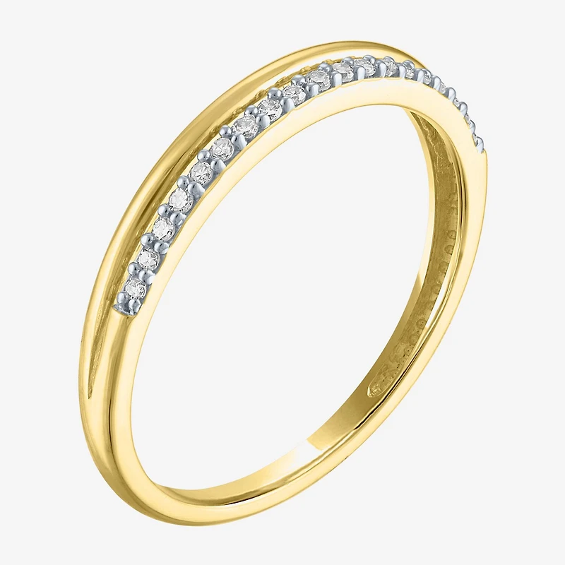 (G-H / Si2-I1) Womens 1/10 CT. T.W. Lab Grown White Diamond 10K Gold Wedding Band