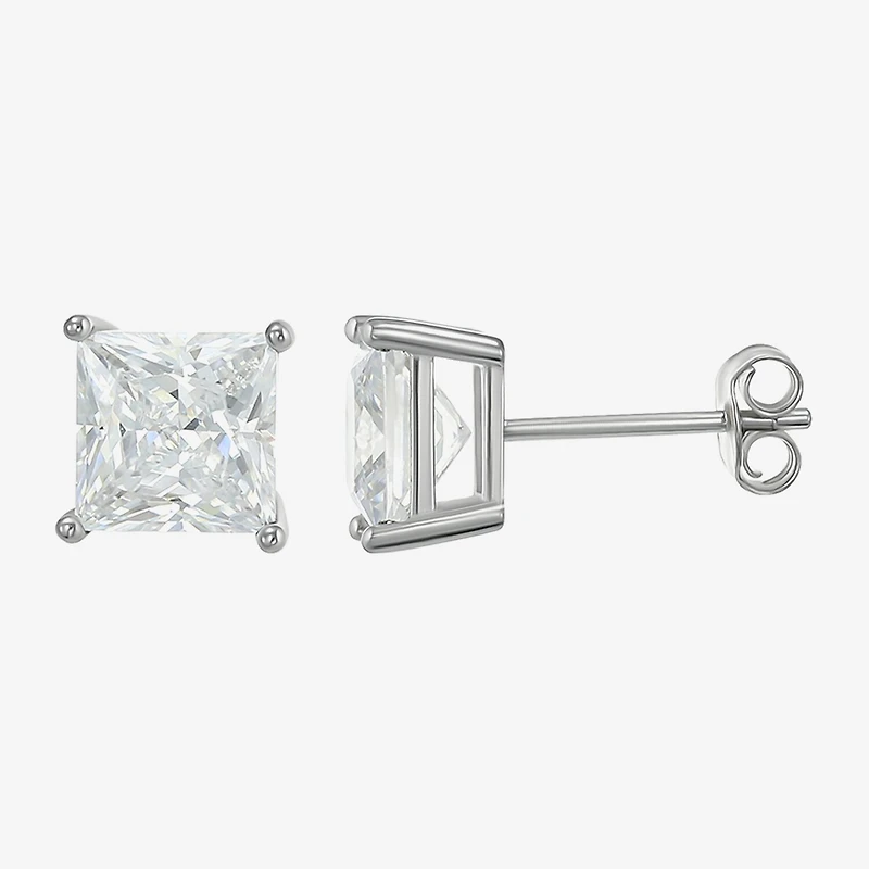 Womens Cubic Zirconia Sterling Silver Round 2 Pair Earring Set