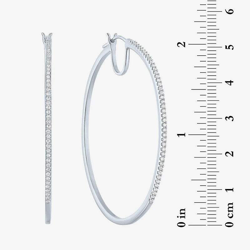 (G-H / I1-I2) Womens 1/2 CT. T.W. Lab Grown White Diamond 14K Gold Over Silver Sterling Silver 51mm Hoop Earrings