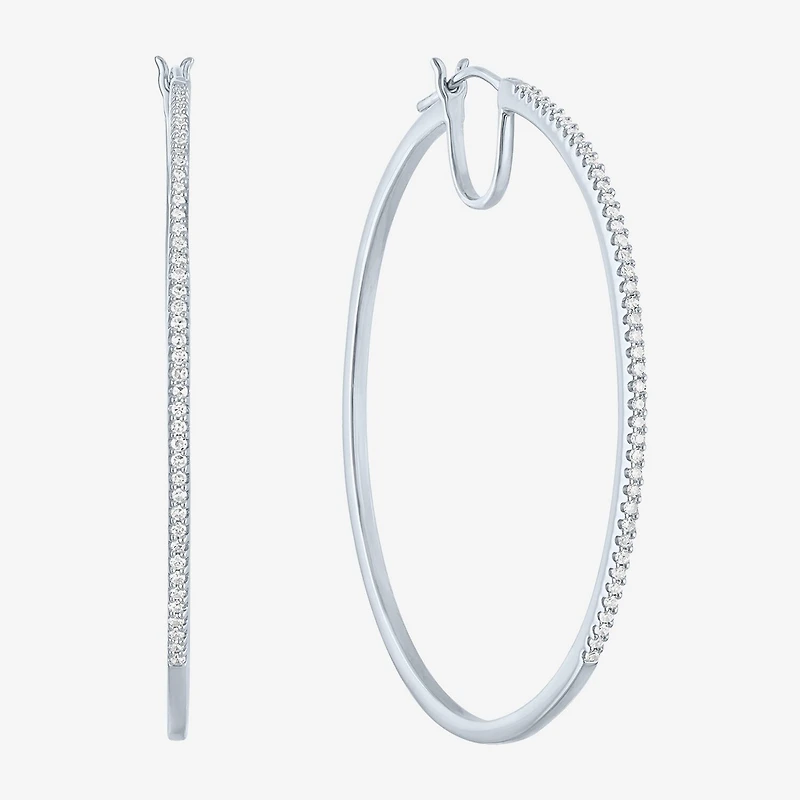 (G-H / I1-I2) Womens 1/2 CT. T.W. Lab Grown White Diamond 14K Gold Over Silver Sterling Silver 51mm Hoop Earrings