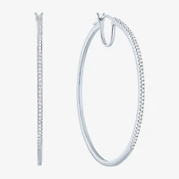 (G-H / I1-I2) Womens 1/2 CT. T.W. Lab Grown White Diamond 14K Gold Over Silver Sterling Silver 51mm Hoop Earrings