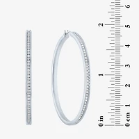 (G-H / Si2-I1) Womens 1/2 CT. T.W. Lab Grown White Diamond Sterling Silver 46.4mm Hoop Earrings