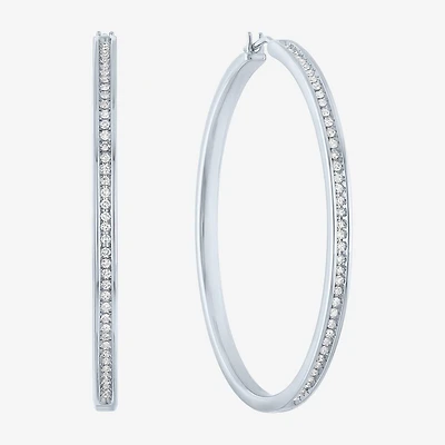 (G-H / Si2-I1) Womens 1/2 CT. T.W. Lab Grown White Diamond Sterling Silver 46.4mm Hoop Earrings