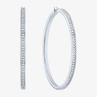 (G-H / Si2-I1) Womens 1/2 CT. T.W. Lab Grown White Diamond Sterling Silver 46.4mm Hoop Earrings