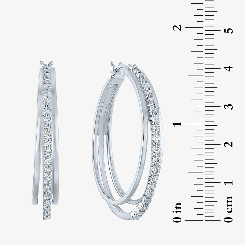 (G-H / I1-I2) Womens 1/10 CT. T.W. Lab Grown White Diamond Sterling Silver 41mm Hoop Earrings