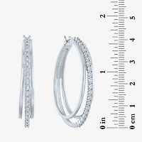 (G-H / I1-I2) Womens 1/10 CT. T.W. Lab Grown White Diamond Sterling Silver 41mm Hoop Earrings