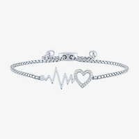 Rhythm & Muse Heart Beat (G-H / Si2-I1) Womens Diamond Accent Lab Grown White Diamond Sterling Silver Heart Bolo Bracelet