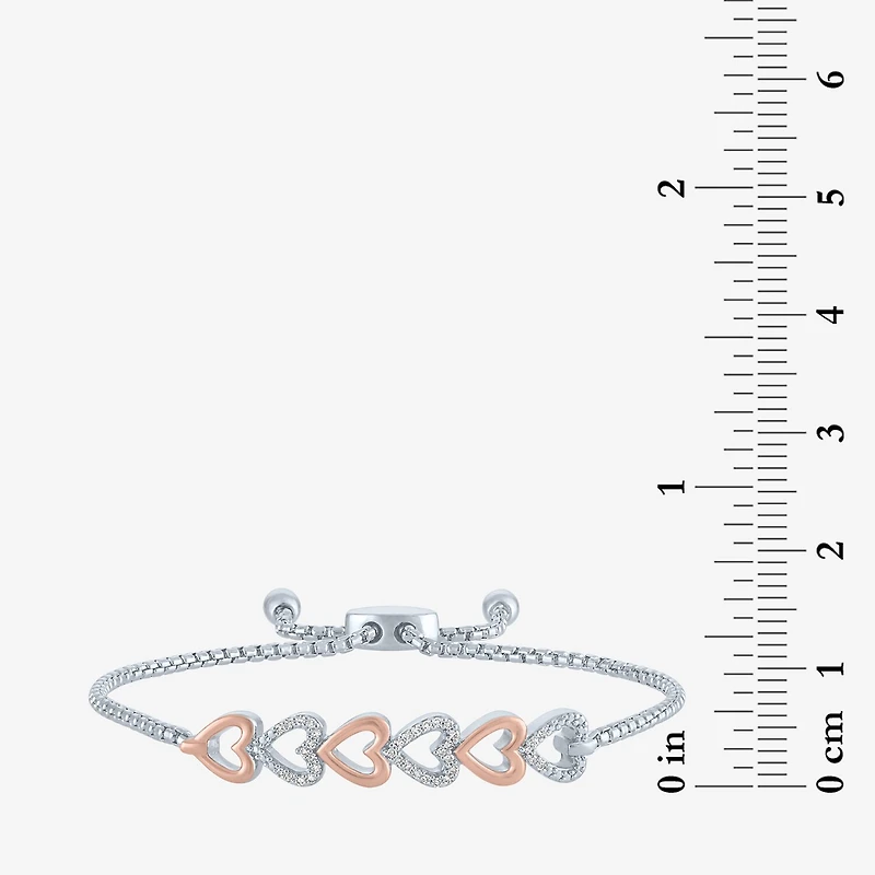 (G-H / Si2-I1) Womens 1/10 CT. T.W. Lab Grown White Diamond Sterling Silver Bolo Bracelet