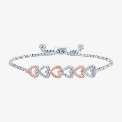 (G-H / Si2-I1) Womens 1/10 CT. T.W. Lab Grown White Diamond Sterling Silver Bolo Bracelet