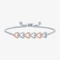 (G-H / Si2-I1) Womens 1/10 CT. T.W. Lab Grown White Diamond Sterling Silver Bolo Bracelet