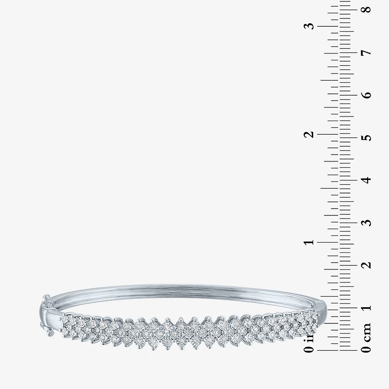 (G-H / I1-I2) Womens 1/2 CT. T.W. Lab Grown White Diamond Sterling Silver Bangle Bracelet