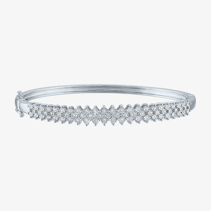 (G-H / I1-I2) Womens 1/2 CT. T.W. Lab Grown White Diamond Sterling Silver Bangle Bracelet