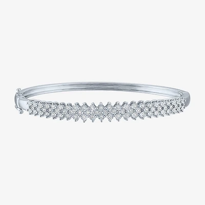 (G-H / I1-I2) Womens 1/2 CT. T.W. Lab Grown White Diamond Sterling Silver Bangle Bracelet