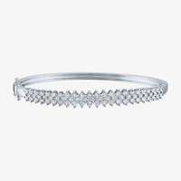 (G-H / I1-I2) Womens 1/2 CT. T.W. Lab Grown White Diamond Sterling Silver Bangle Bracelet