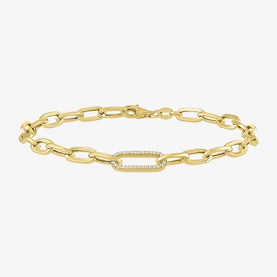 (G-H / I1-I2) Womens 14K Gold Over Silver 8 Inch Paperclip Chain Bracelet