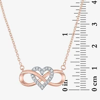 (G-H / I1-I2) Womens 1/10 CT. T.W. Lab Grown White Diamond 14K Rose Gold Over Silver Heart Infinity 18 Inch Pendant Necklace