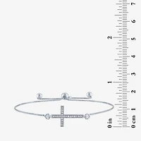 Sideways (G-H / Si2-I1) Womens 1/10 CT. T.W. Lab Grown White Diamond Sterling Silver Cross Bolo Bracelet