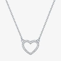 (G-H / Si2-I1) Womens 1/10 CT. T.W. Lab Grown White Diamond Sterling Silver Heart 18 Inch Pendant Necklace