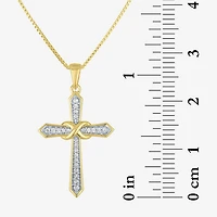 (G-H / Si2-I1) Womens 1/10 CT. T.W. Lab Grown White Diamond 14K Gold Over Silver Cross 18 Inch Pendant Necklace