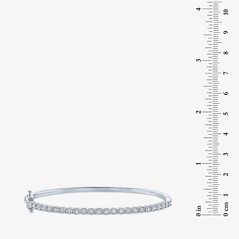 (G-H / I1-I2) Womens 1/2 CT. T.W. Lab Grown White Diamond 14K Gold Over Silver Bangle Bracelet