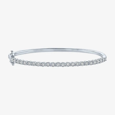(G-H / I1-I2) Womens 1/2 CT. T.W. Lab Grown White Diamond 14K Gold Over Silver Bangle Bracelet