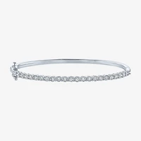 (G-H / I1-I2) Womens 1/2 CT. T.W. Lab Grown White Diamond 14K Gold Over Silver Bangle Bracelet