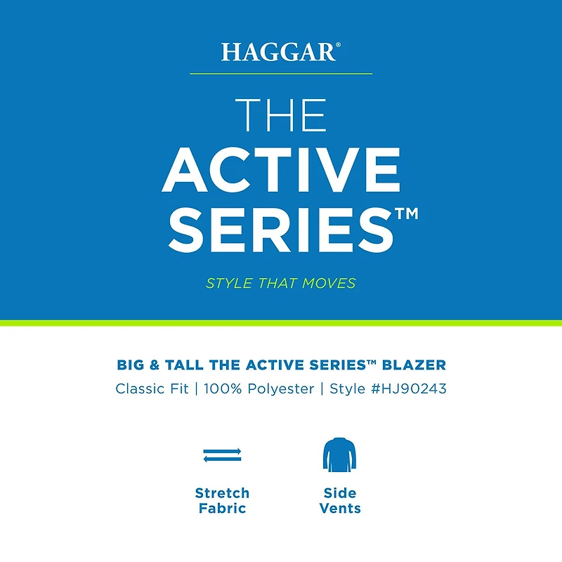 Haggar The Active Series Mens Big and Tall Stretch Fabric Classic Fit Sport Coat