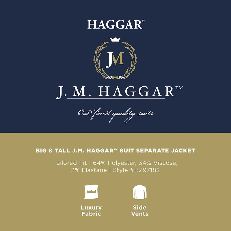 Haggar JMH Tailored Mens Stretch Fabric Modern Fit Big and Tall Suit Jacket