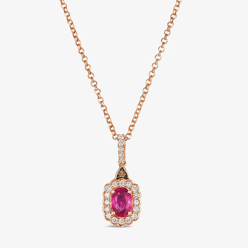 Le Vian® Grand Sample Sale™ Pendant featuring 5/8 CT. Passion Ruby™ 1/4 CT. Nude Diamonds™ Chocolate Diamonds® set in 14K Strawberry Gold®