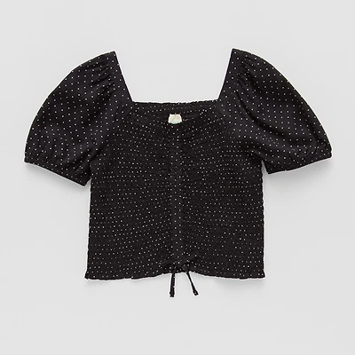 Thereabouts Little & Big Kid Girls Square Neck Short Sleeve Blouse