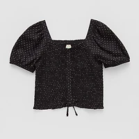 Thereabouts Little & Big Kid Girls Square Neck Short Sleeve Blouse