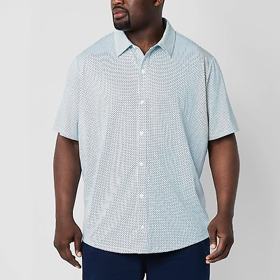 St. John's Bay Performance Knit Mens Short Sleeve Classic Fit STRETCH FABRIC Big and Tall Button-Down Shirt