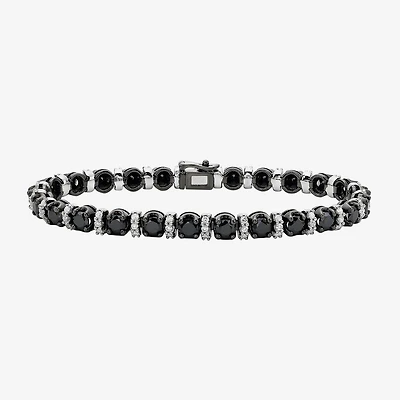 Midnight Black Limited Quantities! Womens 10 Ct.T.W. Natural Black Diamond Sterling Silver Round Tennis Bracelet