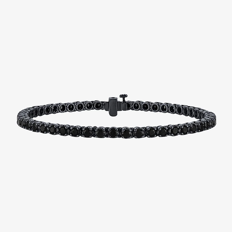 Midnight Black Limited Quantities! Mens 7 Ct.T.W. Natural Black Diamond Sterling Silver Round Tennis Bracelet