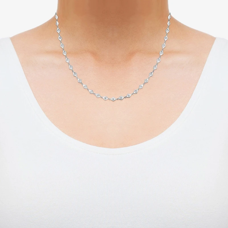Limited Quantities! Womens White Diamond Sterling Silver Inch Tennis Necklace