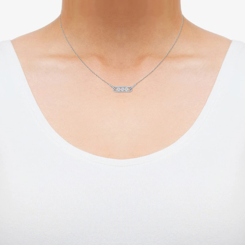 Limited Quantities! Womens 1/5 CT. Natural White Diamond Sterling Silver 18 Inch Pendant Necklace